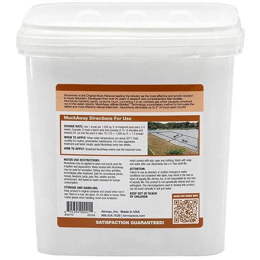 Airmax MuckAway Natural Beneficial Bacteria for Outdoor Ponds & Lakes, Muck, Sludge & Noxious Odor Solution, Easy to use Enzyme Tablets, Cleaner Beach & Shoreline, Fish, Pet & Wildlife Safe, 48 Scoops