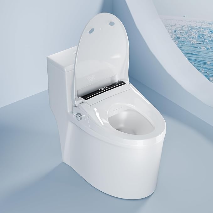 Bidet Toilet Seat with Bubble Shield, Heated Endless Warm Water Electric Bidet with Dryer, Auto Open/Close Lid & Seat, LED Temp Display, Smart Bidet Seat for Bathroom (Ceramic White)