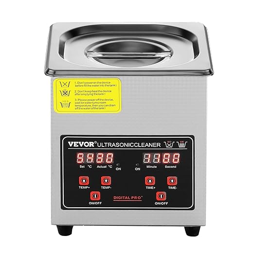 VEVOR Sonic Cleaner with Digital Timer & Heater, Professional Ultra Sonic Parts Cleaner, Stainless Steel Heated Cleaning Machine for Glasses Watch Rings Jewelry Circuit Board (2L)