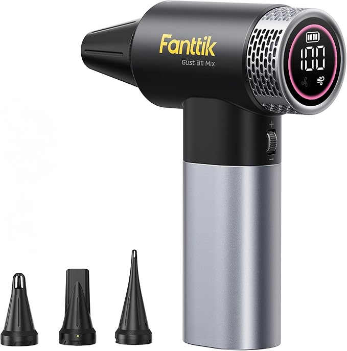Fanttik Gust B11 Mix 110000RPM Compressed Air Duster, 2-in-1 Electric Air Duster & Portable Fan, 100 Stepless Gears, One-Tap Booster, Rechargeable Dust Blower for PC, Electronics, Outdoor Cooling