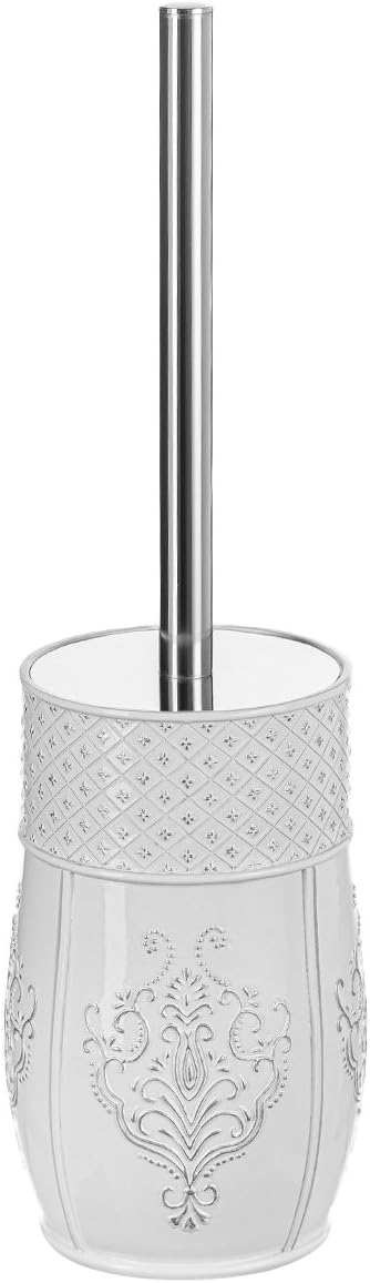 Creative Scents Vintage White Toilet Brush Set - Toilet Bowl Brush and Holder - Good Grip Toilet Bowl Cleaner Brush and Holder, Decorative Toilet Bowl Scrubber