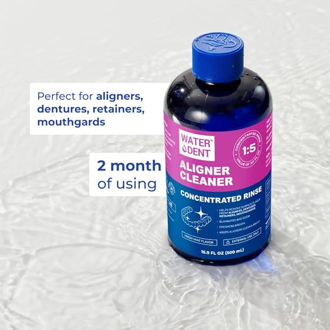 ALIGNER Cleaner Rinse | Concentrated | Clean INVISIALIGN, retainers, dentures, Mouth Guards | 2 Month Supply, (Pack of 1 - Value of 101 fl.oz), Alcohol Free, Minty & Fresh. Made in USA - Pack of 1