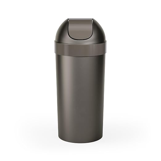 Umbra Venti Kitchen Trash Can with Swing Top Lid, Large 16-Gallon (62 L) Capacity, Pewter