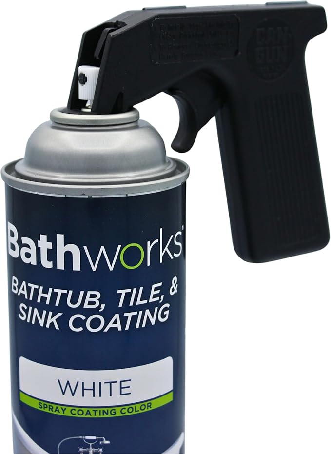 Bathworks Bathtub Refinishing Kit (WHITE); 2 Spray Cans; for Tub, Tile, & More; 32oz of Resin Paint; 24-hour dry time; with bonus comfort grip