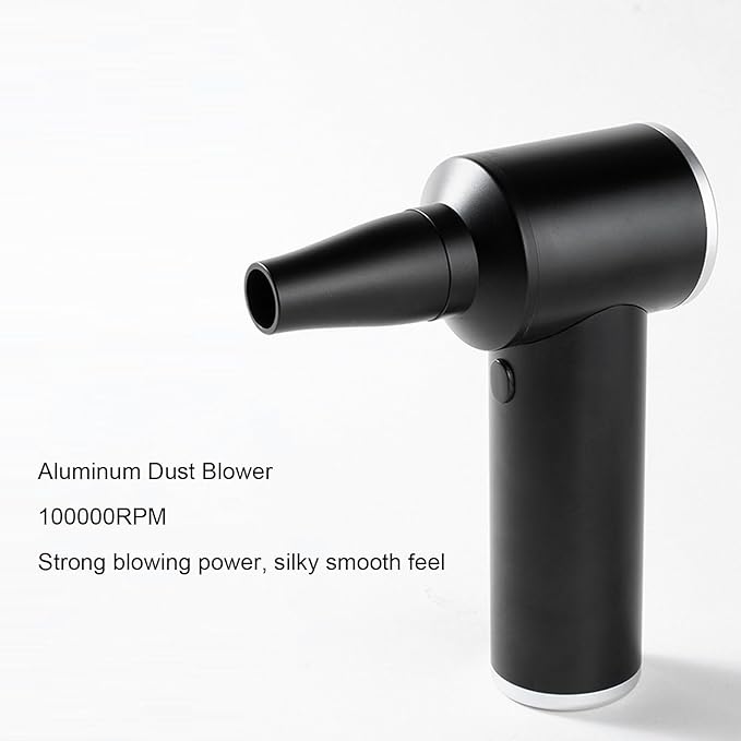 Compressed Air Duster, Electric Cordless with 3 Speeds 60W 100000RPM Aluminum Alloy for Home Car Computer