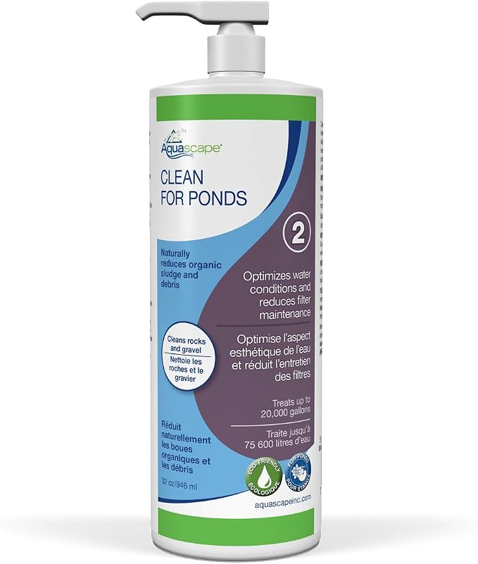 Aquascape Clean Water Treatment for Koi and Fish Ponds, Optimize Water Clearity and Quality, Easy to Use, Powerful Blend of Heterotrophic Bacteria, 32 Ounce / 946-ml, 96063