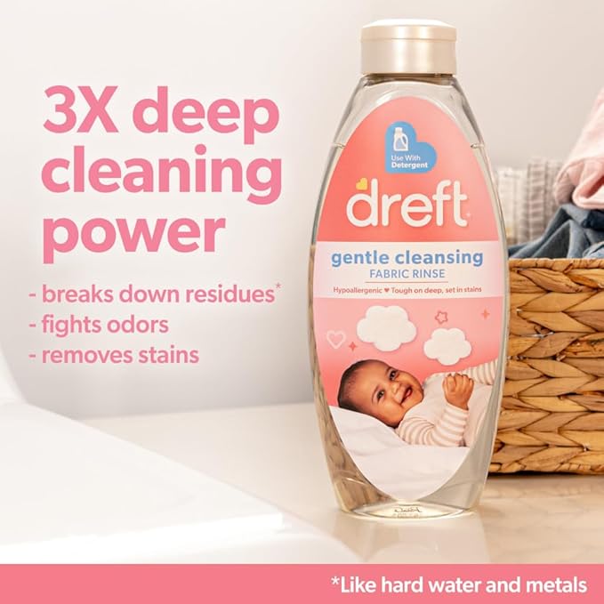 Dreft Newborn Baby Laundry Starter Kit: Newborn Laundry Detergent, Laundry Scent Booster Beads, and Gentle Cleansing Fabric Rinse, Hypoallergenic, Dermatologist Tested on Sensitive Skin