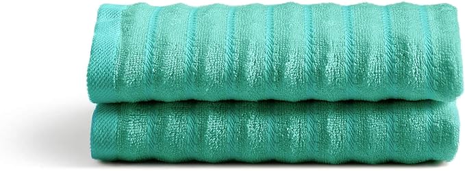 Cosy House Collection Luxury Rayon Derived from Bamboo Blend 2-Pack Towel Set - Ultra Soft, Absorbent and Quick Drying - Plush Cotton Hotel Spa Quality - 15" x 26" (Hand Towel, Turquoise)