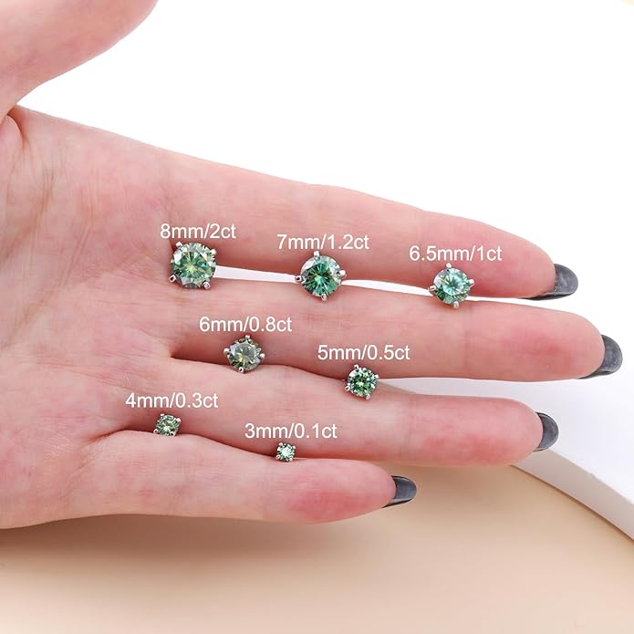 Moissanite Screw Back Earrings Studs - 0.2CT-4CT Moissanite Earrings for Women 925 Sterling Silver Piercing Real Colorful Moissan Hypoallergenic Jewelry Ear Stud Gifts