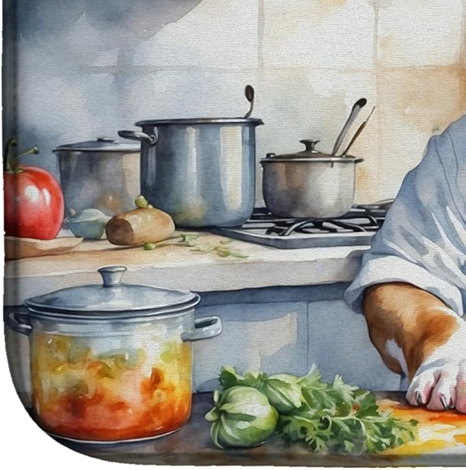 Caroline's Treasures DAC6185DDM American Bulldog The Chef Dish Drying Mat Absorbent Dish Drying Mat Pad for Kitchen Counter Dish Drainer Mat for Countertop, 14 x 21", Multicolor