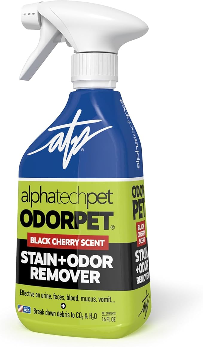 OdorPet Pet Stain Remover and Odor Eliminator - 16 Oz Ready To Use Spray, Non Staining, Professional Strength, Black Cherry Scent by Alpha Tech Pet