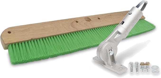 MARSHALLTOWN 36 Inch Green Nylon Concrete Broom, Adjustable Push Button Bracket