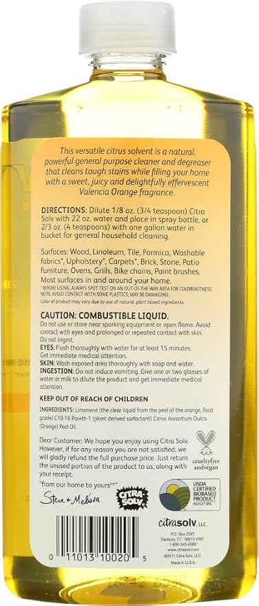 Citrasolv Natural Cleaner And Degreaser Concentrate - Valencia Orange - 16 Oz