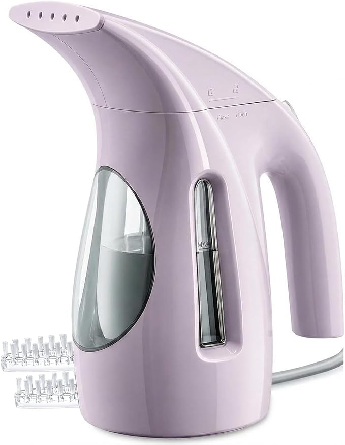HiLIFE Steamer for Clothes, Portable Handheld Design, 240ml Big Capacity, 700W, Strong Penetrating Steam, Removes Wrinkle, for Home, Office(ONLY FOR 120V) (Pale Lilac)
