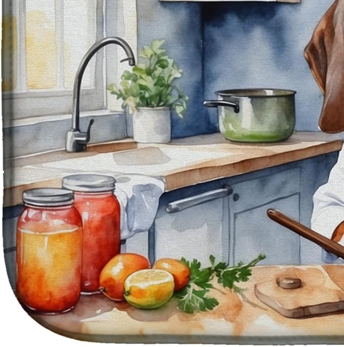 Caroline's Treasures DAC6186DDM American English Coonhound The Chef Dish Drying Mat Absorbent Dish Drying Mat Pad for Kitchen Counter Dish Drainer Mat for Countertop, 14 x 21", Multicolor