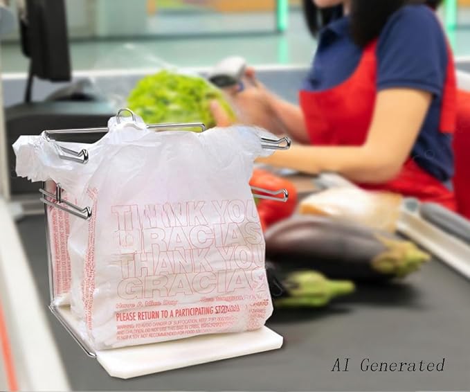 T-shirt plastic bag dispenser, supermarket plastic bag rack, suitable for commercial places, restaurants, offices, homes, kitchens, garages, et