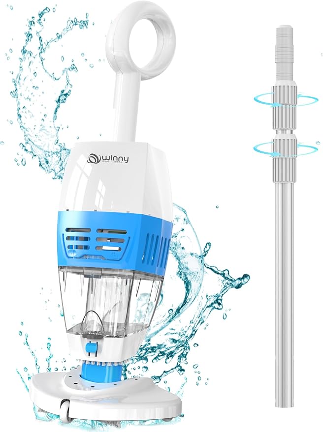 Handheld Pool Vacuum with Telescopic Pole,Hot Tub Vacuum Spa Vacuum with 60 Mins Runtime,Cordless Pool Vacuum Deep Cleaning for Small Inground & Above Ground Pools, Hot Tubs, Spas