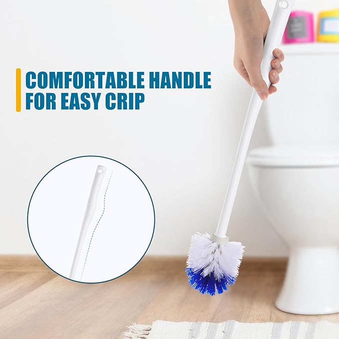 Willinglong 18 Pcs 18.5 Inch Toilet Bowl Cleaner Brush Bathroom Long Plastic Handled Cleaning Scrubber with Hook Hole Without Holder for Household Cleaning (Blue,White)