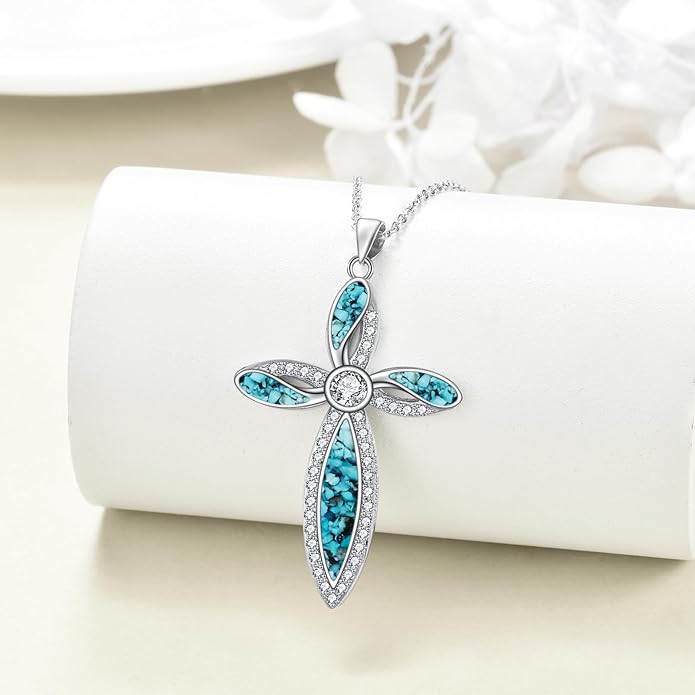 ONEFINITY Religious Cross Pendant Necklace Sterling Silver Origami Cross Pendant Gifts for Women Men Jewelry