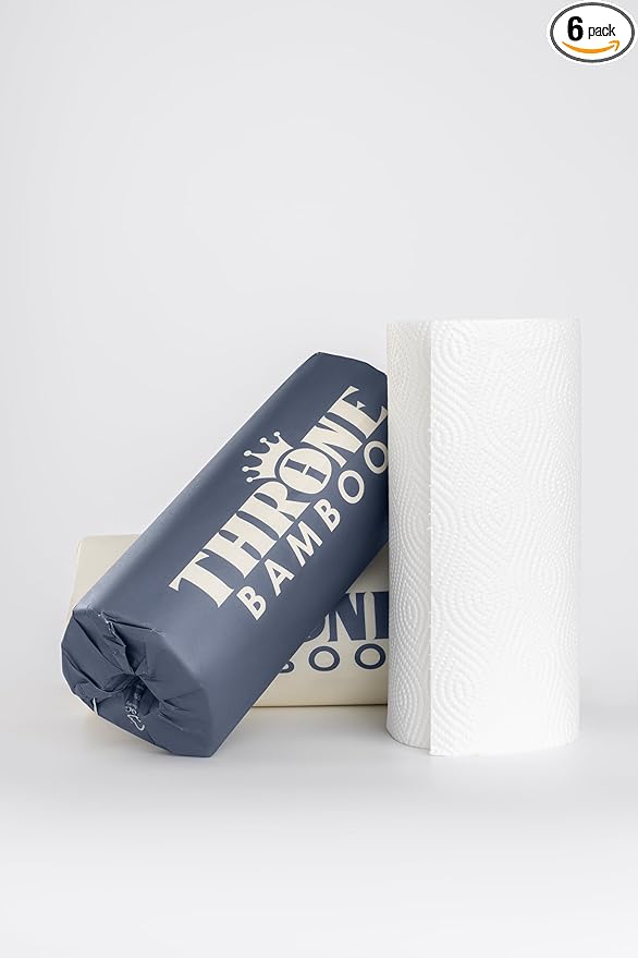 6 Rolls of Bamboo Paper Towels - 3-Ply Sheets Made From Tree-Free, ECF Paper - Zero Plastic Packaging, No Forever Chemicals
