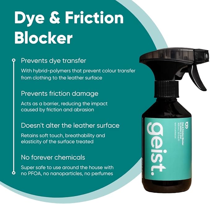 Geist. 3 Minus Care Kit for Leather & Vinyl | Clean and Shield from dye Transfer & Abrasion Damage | for car Interior, Furniture, Apparel, Shoes and Bags