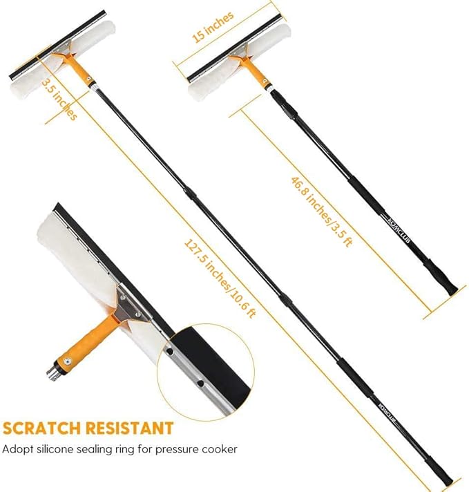 Professional Window Squeegee,Window Cleaner Tool, Window Washing Kit with Extension Pole(3.5FT-10.5 FT), Multi-Use Squeegee for Window Cleaning,Glass Cleaning Tools for Indoor/Outdoor High Window