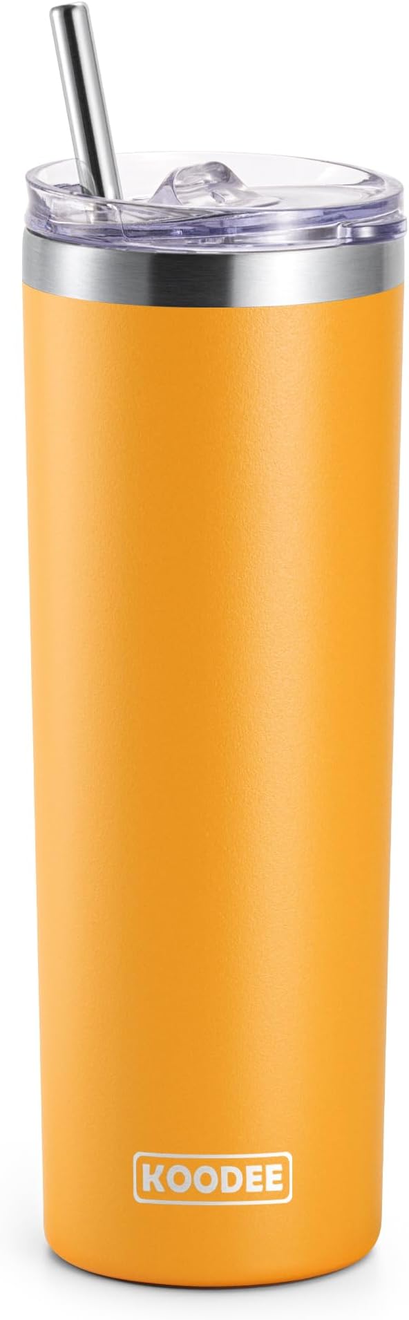 koodee Tumbler with Lid and Straw-20 oz Stainless Steel Vacuum Insulated Coffee Traver Mug, Beach Cup Tumbler(Mango Yellow)