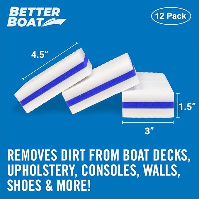 Boat Erasers by Better Boat - Cleaning Sponge for Scuff Marks & Grime, Marine Accessories & Gifts, Safe on Fiberglass Vinyl Gelcoat Deck Hull