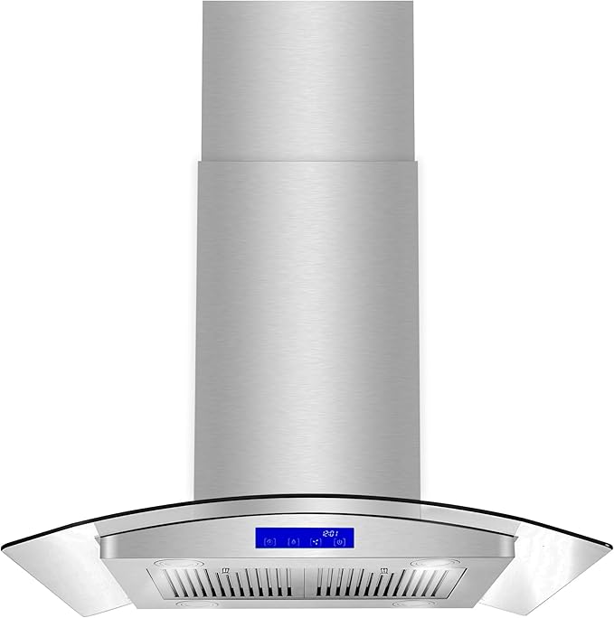 COSMO COS-668ICS750 30 in. Lumin Collection 380 CFM Ducted Island Range Hood, Soft Touch Controls, LED Lights, Stainless Steel
