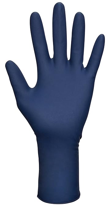 Thickster Powdered Latex Disposable Gloves. Size Medium. Blue Color, 14 mil Thickness, 12" Length. Fully Textured for Superior Grip. Single Use. Pack of 50. (6602)