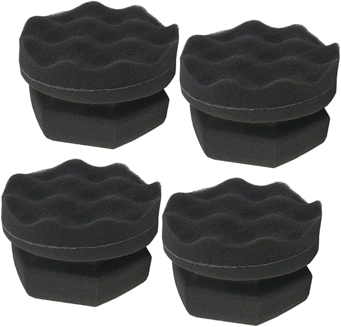 FAVOMOTO 8pcs Car Wax Sponge Handy Polishing Wave Pattern Pads for Waxing and Detailing Black High-Density Design for Easy Application Car Paint and Interior