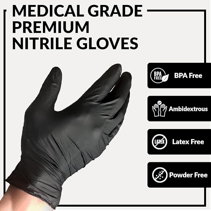 Klex Nitrile Exam Gloves - Medical Grade, Powder Free, Latex Rubber Free, Disposable, Food Safe