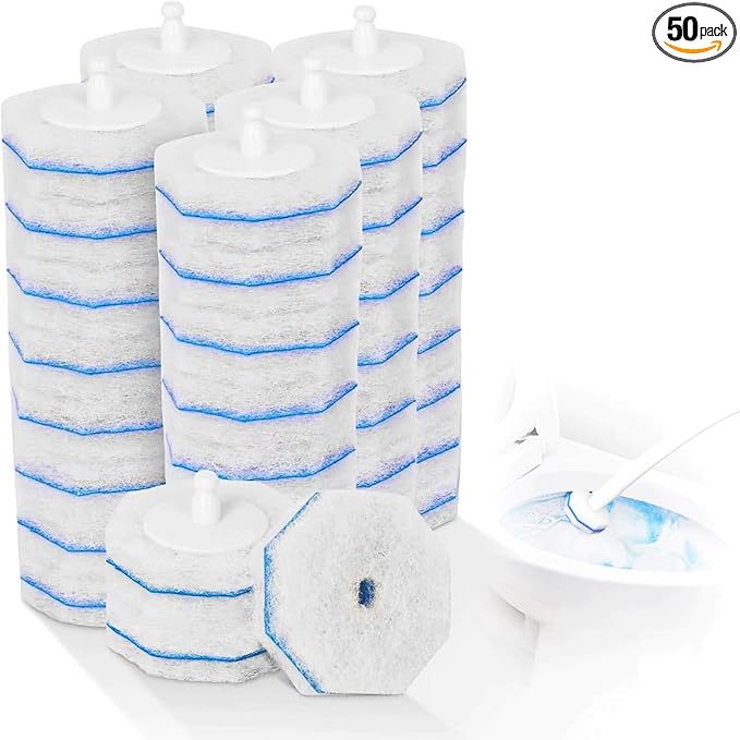 50Pcs Toilet Brush Wand Refills Compatible with Clorox Toilet Wand, 5X Cleaning Power Toilets Bowl Cleaners, Disposable Toilets Brush Refill Replacement Heads for Bathroom Cleaning