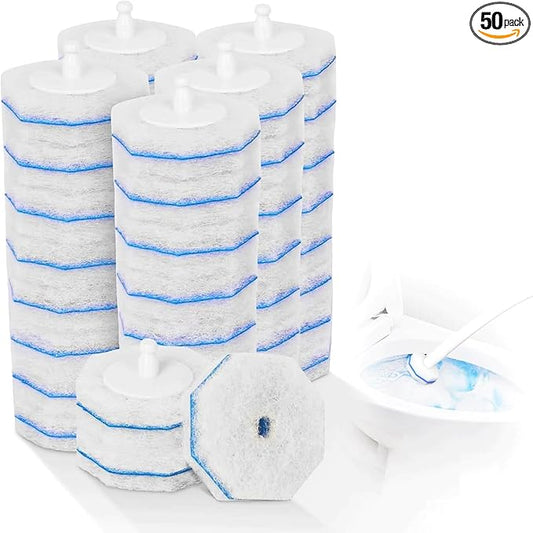 50Pcs Toilet Brush Wand Refills Compatible with Clorox Toilet Wand, 5X Cleaning Power Toilets Bowl Cleaners, Disposable Toilets Brush Refill Replacement Heads for Bathroom Cleaning