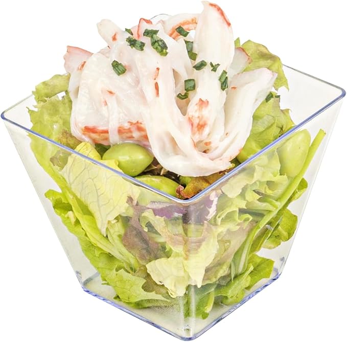 Restaurantware-4 Ounce Mini Kova Cups, 20 Square Small Appetizer Cups - Durable, Disposable, Clear Plastic Parfait Cup, Serve Mousse, Puddings, Or Samples, For Weddings Or Parties