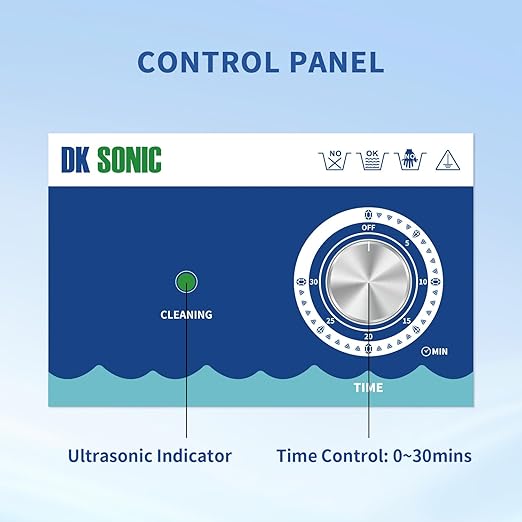 DK SONIC Ultrasonic Cleaner,1.5L 60W Stainless Steel Ultrasonic Jewelry Cleaner with Cleaning Basket,Mechanical Timer,Sonic Cleaner for Cleaning Jewelry,Eyeglasses,Coins