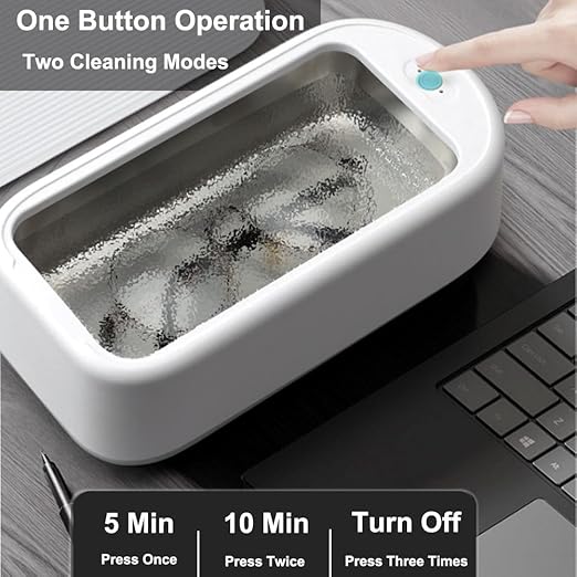 Ultrasonic Cleaner,640ML 48KHz Powerful Ultrasonic Jewelry Cleaner Machine, Sonic Glasses Cleaner for Eyeglass Ring Gold Silver Jewelry Denture Retainer Watch Dental Pod Cleaning