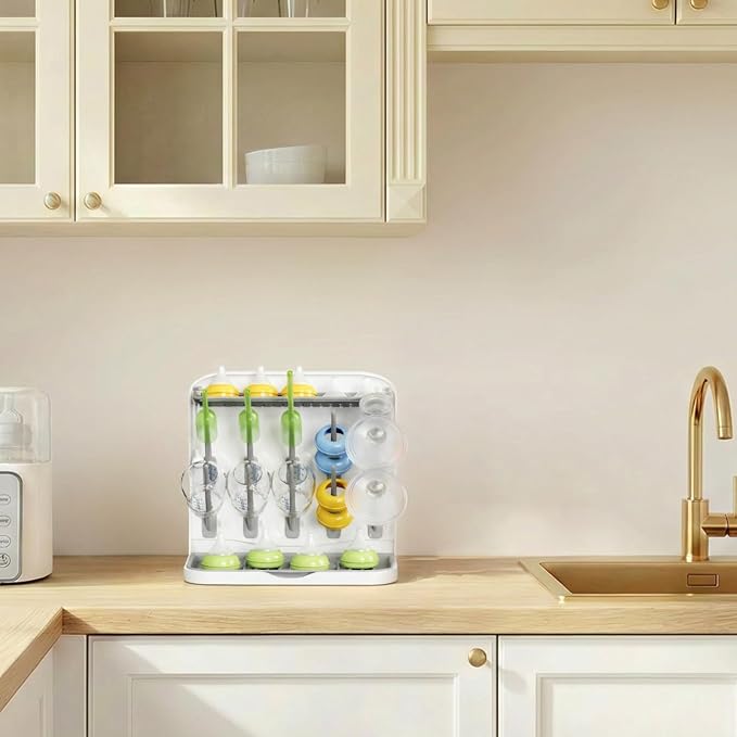 Lifewit Baby Bottle Drying Rack with 10 Hooks, Newborn Essentials Must Haves, Countertop Holder Organizer for Baby Stuff, Rack Dryer for Pacifiers, Weighted Straws, Pump Parts