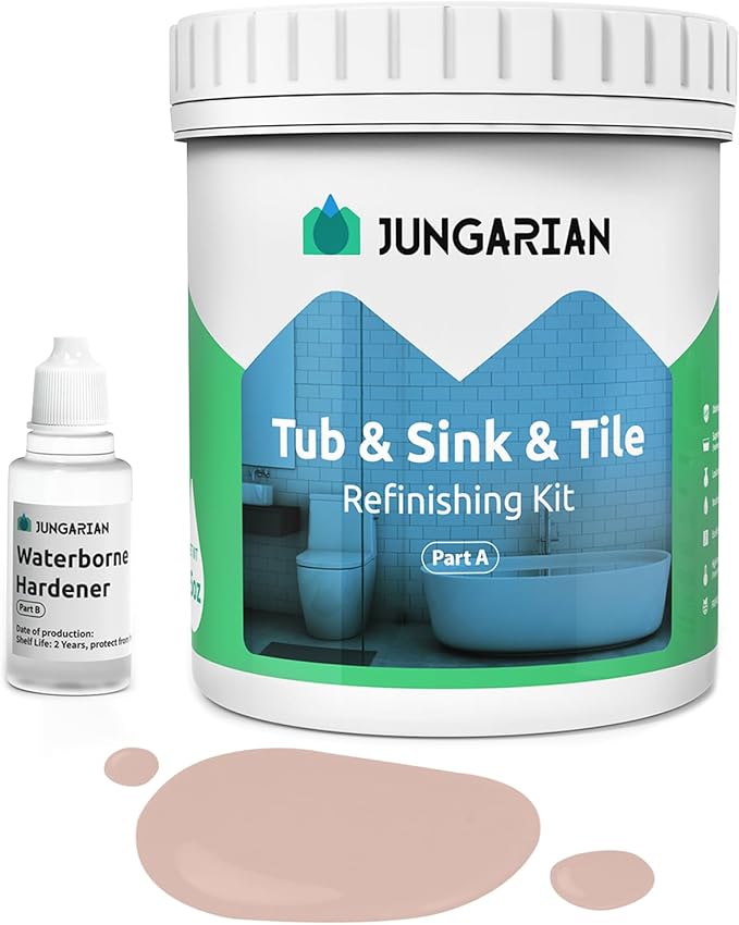 Tub and Tile Refinishing Kit 17.5oz, Low Odor Countertop Paint, Shower Sink Paint for Bathroom Kitchen, 50-55sq.ft Semi-Gloss Bella Pink