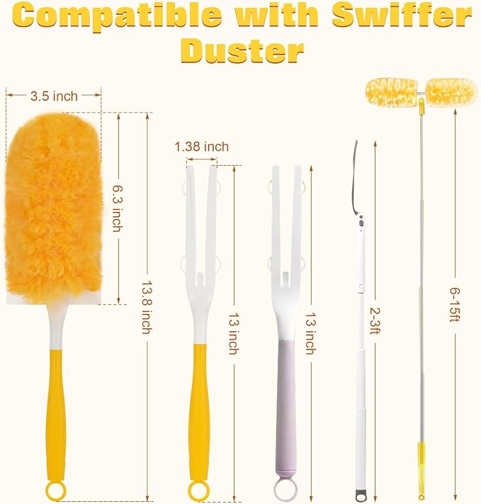360° Duster Refills for Swiffer Duster, 40 Pack Heavy Duty Duster Kit for Cleaning with 4X Electrostatic,Compatible with Swiffer Handle Pet Hair, Blinds & Car Vents– Great Gift Set