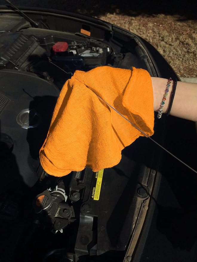 Avalon Towels Cotton Shop Rags – (Pack of 50) Size 12x14 Inches Cleaning Rags – Absorbent Shop Towels and Multipurpose Cleaning Towels for Automobiles, Industries, Garage and Homes (Orange)