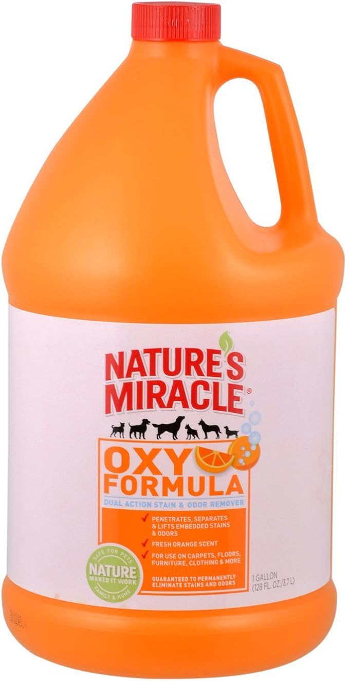 Nature’s Miracle Dog Stain And Odor Remover, Oxy Formula, With Fresh Orange Scent, 1 Gallon