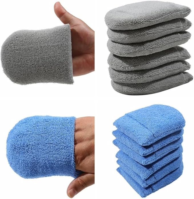 2/4/6Pcs Soft Microfiber Car Wax Applicator Mitts Polishing Sponge Wax Foam Car Wax Applicator Pad Car Detailing Cleaning Tools(2Pcs Blue)