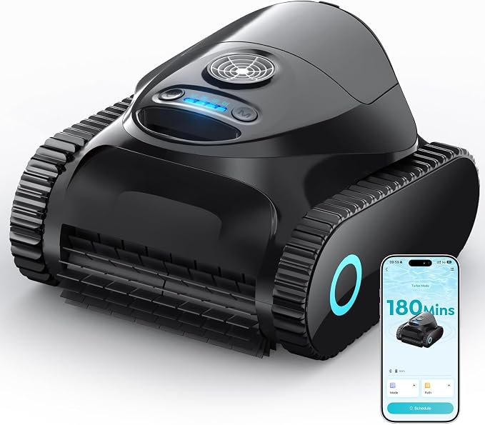 C1 Robotic Pool Cleaner with 180 Mins, Pool Vacuum for Inground Ground Pools up to 1615 sq.ft, Smart Routing, Wall Climbing, Dual Filtration, with APP, Multi-Mode Cleaning (Onyx)
