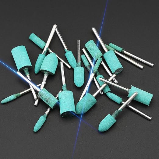 Oudtinx Polishing Accessories 100pcs Rubber Grinding Heads,3mm Shank Assorted Accessory, Mounted Point Wheel Head Kit for Dremel Polish Rotary Tools (Green)