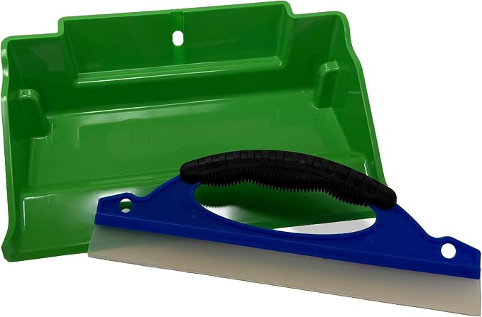 Mess Ranger | Patented Wet/Dry Cleanup Tool with Ramp & Reservoir | Captures 12oz of Liquid Spills & Pet Messes | Squeegee & Dustpan Set for Kitchen or Shop | Replace Paper Towels (Green)