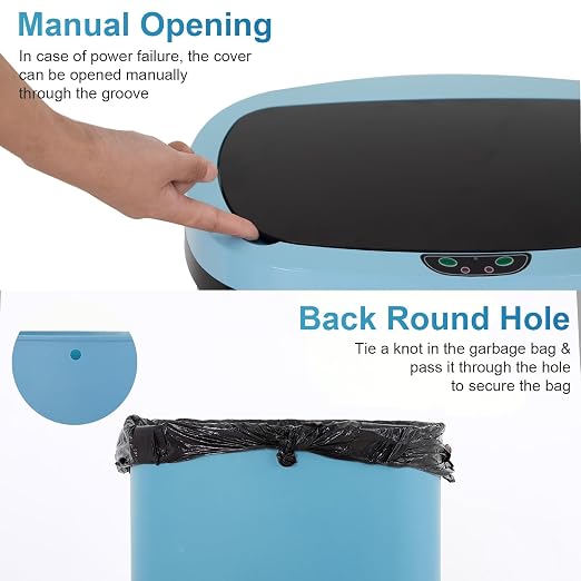 FDW Garbage Can 13 Gallon 50 Liter Kitchen Trash Can for Bathroom Bedroom Home Office Automatic Touch Free High-Capacity with Lid Waste Bin