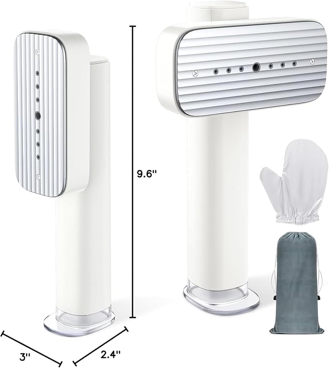 G5 Steam 2-in-1 Professional Handheld Steamer for Clothes and Iron for Clothes, Just 1lbs Lightly, 10 Minutes of Continuous Steam 1200W Light Steam Iron for Travel and Home（white）