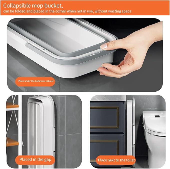 Collapsible Mop Bucket - 19L 5.1 Gallon Rectangular Foldable Water Basin with Dual Handles and Reinforced Base - for Versatile House Cleaning Camping RV Car Washing and Pet Bathing Use