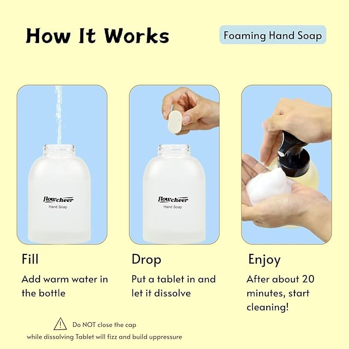 flowcheer Hand Soap Tablet Refills + Washing Machine Cleaner Descaler Tablets Bundle – Eco Foaming Hand Wash + Deep Clean Laundry Machine Maintenance Kit